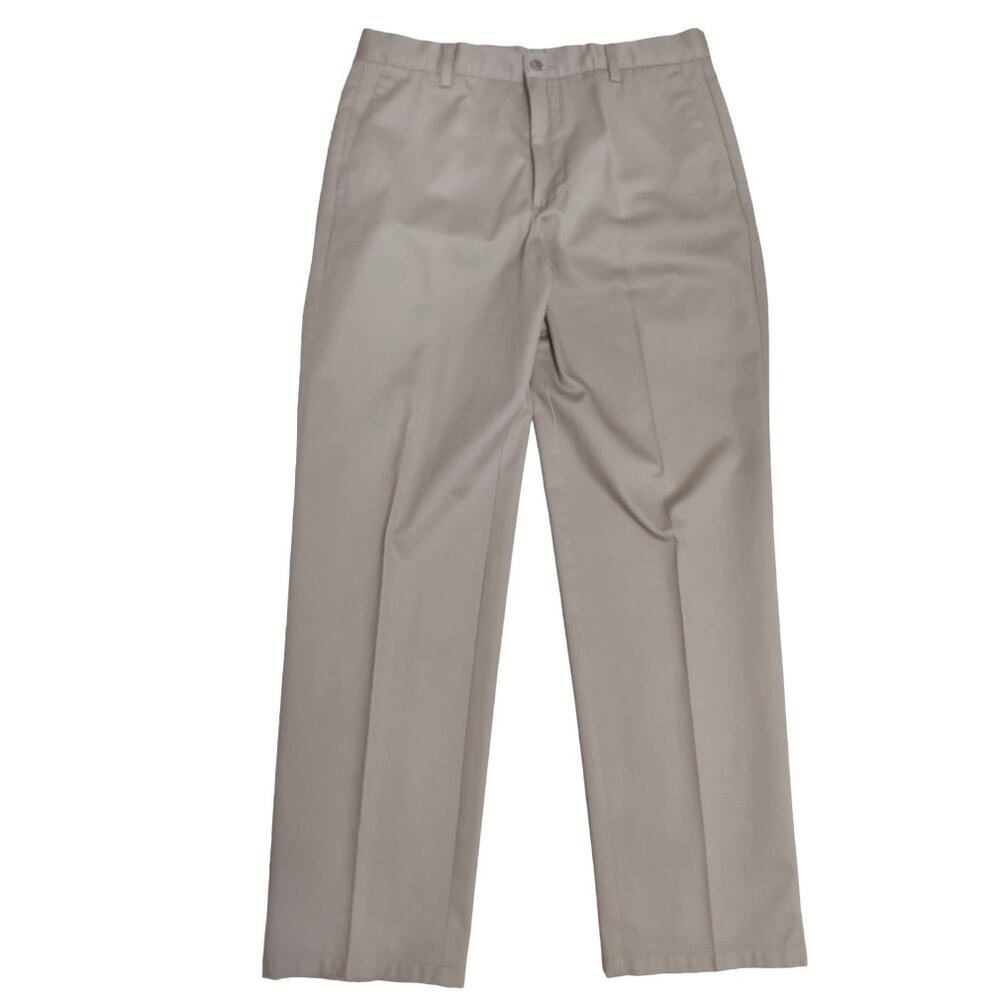 DOCKERS Mens Khaki Classic Fit Pants Size 34 Flat Front Cotton Work Trousers